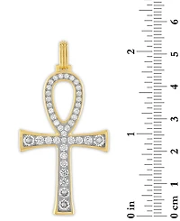 Esquire Men's Jewelry Cubic Zirconia Ankh Pendant in 14k Gold-Plated Sterling Silver, Created for Macy's