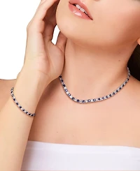 2-Pc. Set Lab-Grown Blue Sapphire (23-3/4 ct. t.w.) & White (23-3/8 Collar Necklace Bracelet Sterling Silver (Also i