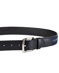 Tommy Hilfiger Men's Tri-Color Ribbon Inlay Leather Belt