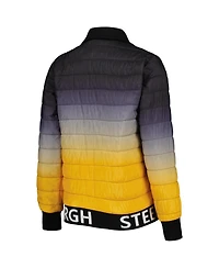 Women's The Wild Collective Black, Gold Pittsburgh Steelers Color Block Full-Zip Puffer Jacket