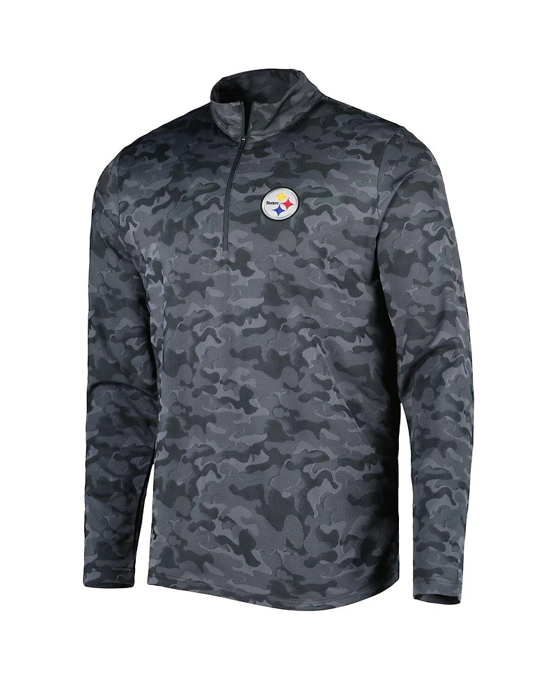 Men's Antigua Black Pittsburgh Steelers Brigade Quarter-Zip Sweatshirt