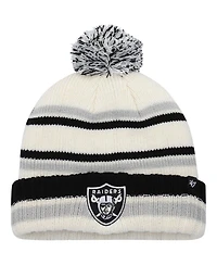 Big Boys '47 Brand Cream Las Vegas Raiders Driftway Cuffed Knit Hat with Pom
