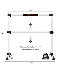 Portable Ballet Barre 4ft Freestanding Adjustable Double Dance Bar