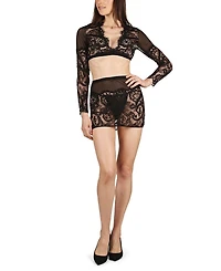 MeMoi Women's Angelina 3 Piece Floral Lace Lingerie Set