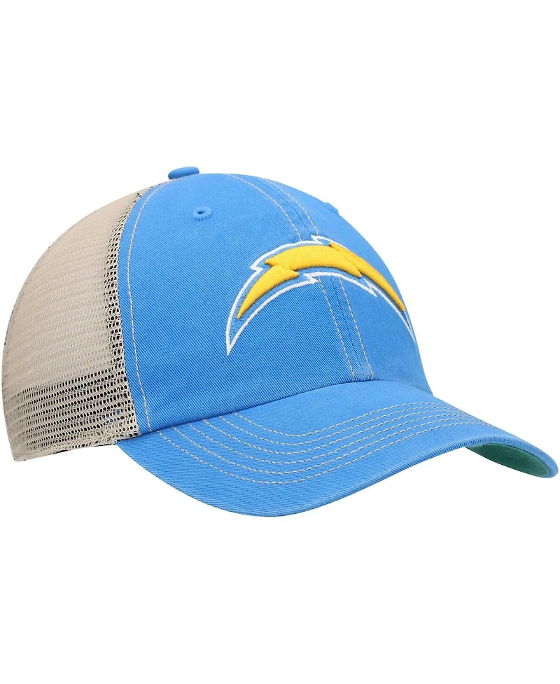 Men's '47 Brand Powder Blue, Natural Los Angeles Chargers Trawler Trucker Clean Up Snapback Hat