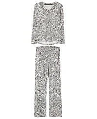 MeMoi Women's Leopard Print Cotton Blend 2 Piece Set
