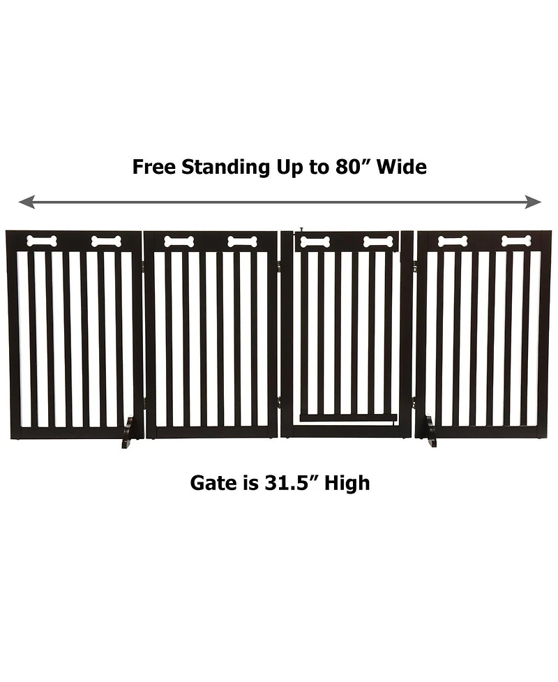 Arf Pets 4-Panel Freestanding Dog Gate, Retractable Pet Gate W/Door