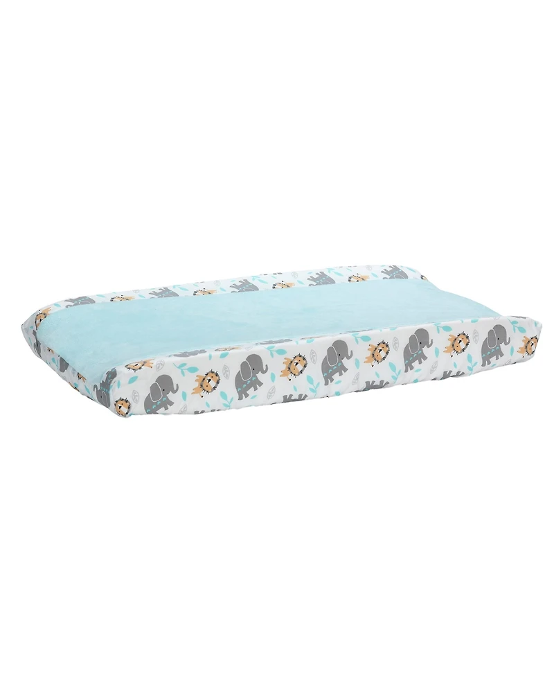 Bedtime Originals Jungle Fun Blue Coral Fleece Changing Pad Cover - Elephant/Lion