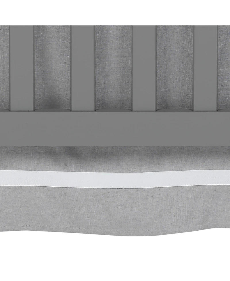 Lambs & Ivy Signature Gray Linen with White Trim 4-Sided Crib Skirt