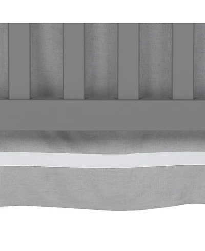 Lambs & Ivy Signature Gray Linen with White Trim 4-Sided Crib Skirt