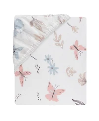 Lambs & Ivy Baby Blooms Watercolor Floral/Butterfly Cotton Fitted Crib Sheet