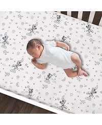 Lambs & Ivy Disney Baby Moonlight Mickey Mouse Fitted Crib Sheet - White
