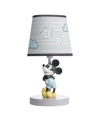 Lambs & Ivy Disney Baby Moonlight Mickey Mouse Lamp with Shade & Bulb - Gray