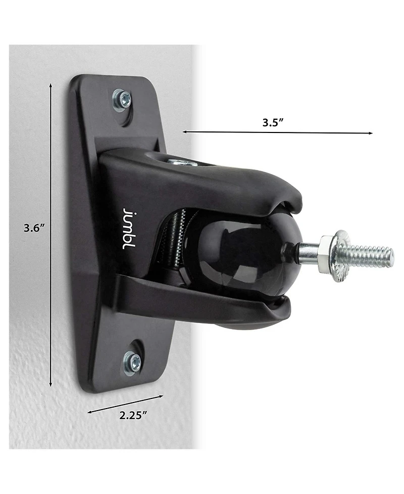 Jumbl Speaker Wall Mount Brackets, Pair of 2 Speaker Mounts - Black