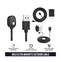 Wasserstein 25ft Weatherproof Outdoor Magnetic Charging Cable w/ Quick Charge Adapter for Arlo Ultra/Ultra 2, Pro 3/Pro 4 ( Pack