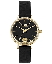 Versus Versace Women's Mar Vista Black Leather Strap Watch 34mm