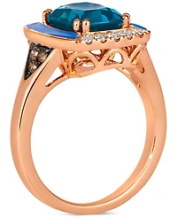 Le Vian Deep Sea Blue Topaz (2-1/2 ct. t.w.), Nude Diamonds (1/6 ct. t.w.) & Chocolate Diamonds (1/8 ct. t.w.) Statement Ring in 14k Rose Gold