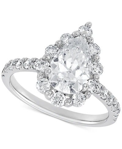 Grown With Love Igi Certified Lab Diamond Pear-Cut Halo Engagement Ring (3 ct. t.w.) 14k White Gold