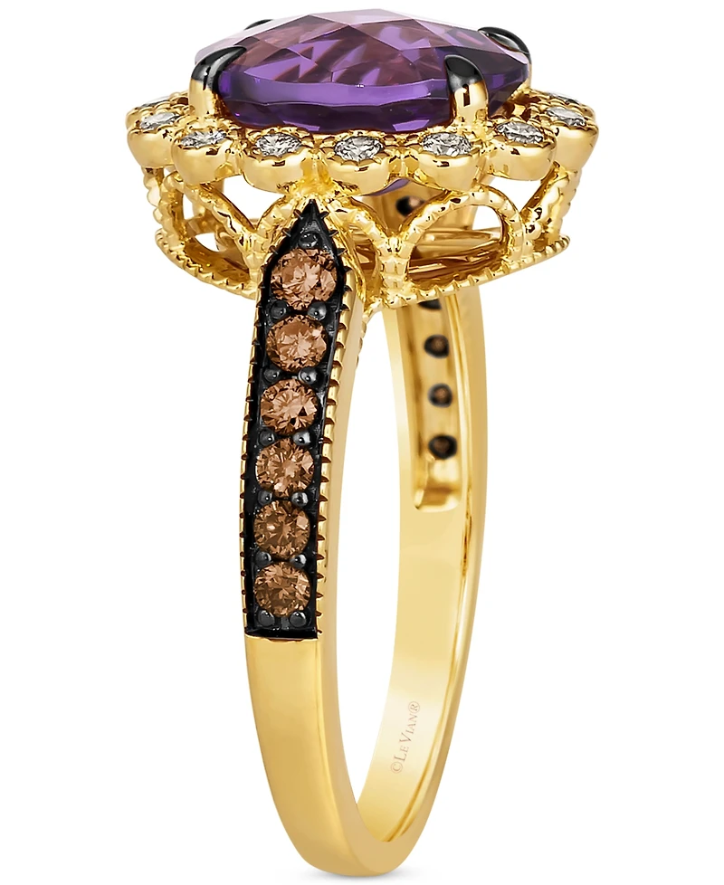 Le Vian Grape Amethyst (2-1/2 ct. t.w.), Chocolate Diamonds (1/4 ct. t.w.) & Nude Diamonds (1/4 ct. t.w.) Oval Halo Ring in 14k Gold