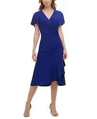 kensie Flutter-Sleeve Midi Dress