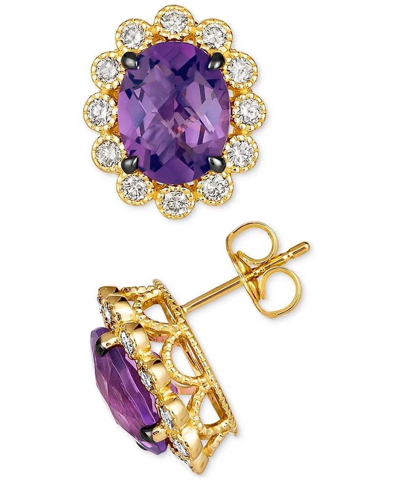Le Vian Grape Amethyst (3-5/8 ct. t.w.) & Nude Diamonds (1/2 ct. t.w.) Oval Halo Stud Earrings in 14k Gold