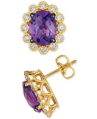 Le Vian Grape Amethyst (3-5/8 ct. t.w.) & Nude Diamonds (1/2 ct. t.w.) Oval Halo Stud Earrings in 14k Gold