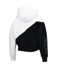 Women's Dkny Sport White and Black Las Vegas Raiders Bobbi Color Blocked Pullover Hoodie