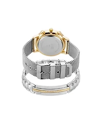 Jones New York Men's Analog Silver-Tone Metal Alloy Bracelet Watch, 42mm and Bracelet Set
