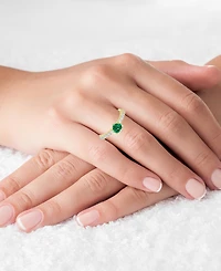 Macy's Green and White Cubic Zirconia Pave Engagement Ring (2 ct. t.w.) 14k Gold Over Sterling Silver