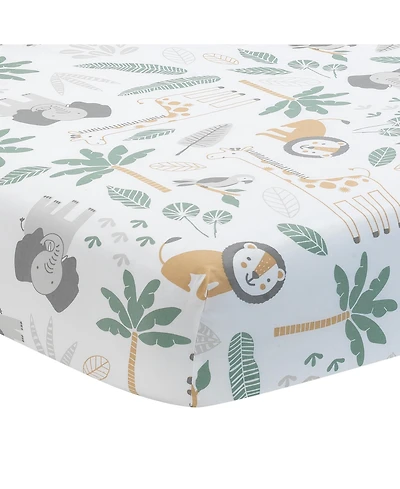 Lambs & Ivy Baby Jungle Friends 100% Cotton Safari Animals Fitted Crib Sheet