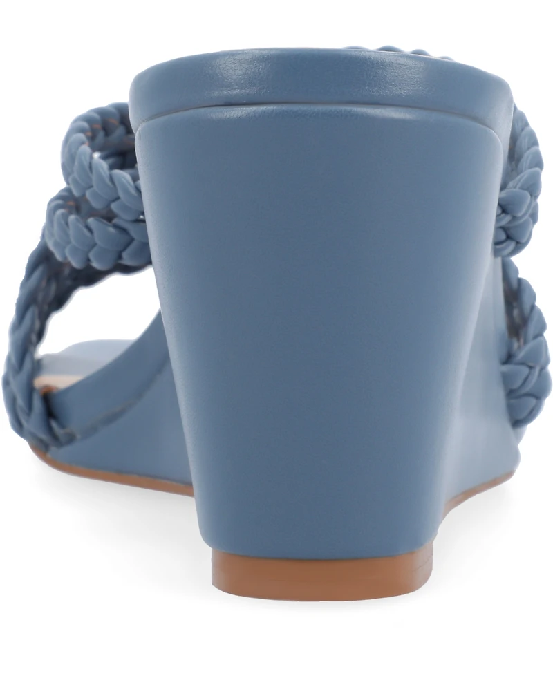 Journee Collection Women's Baylen Strappy Braided Wedge Sandals