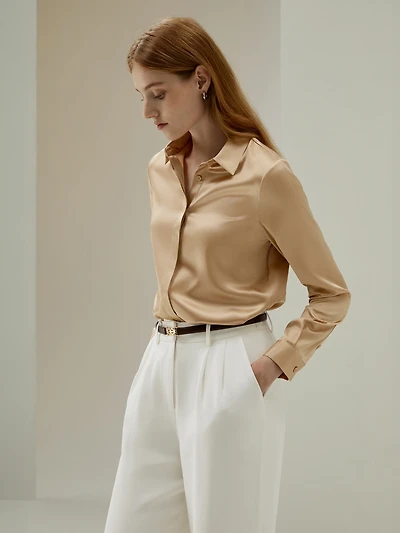 Lilysilk Women's Basic Concealed Placket Silk Shirt