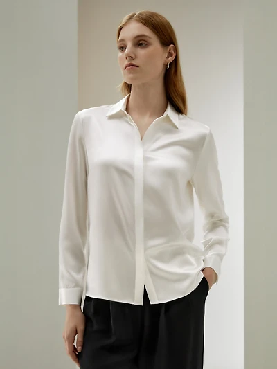 Lilysilk Women's Basic Concealed Placket Silk Shirt