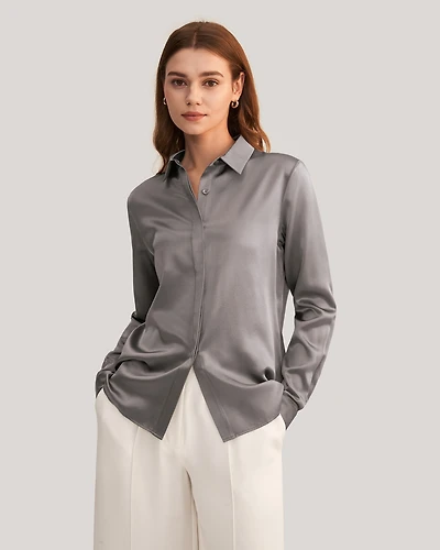 Lilysilk Women's Basic Concealed Placket Silk Shirt