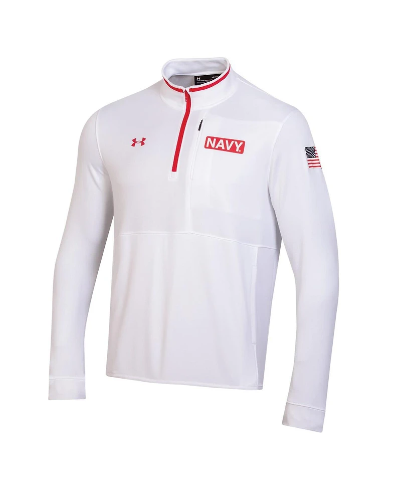 Men's Under Armour White Navy Midshipmen 2022 Special Games Quarter-Zip Pullover Top