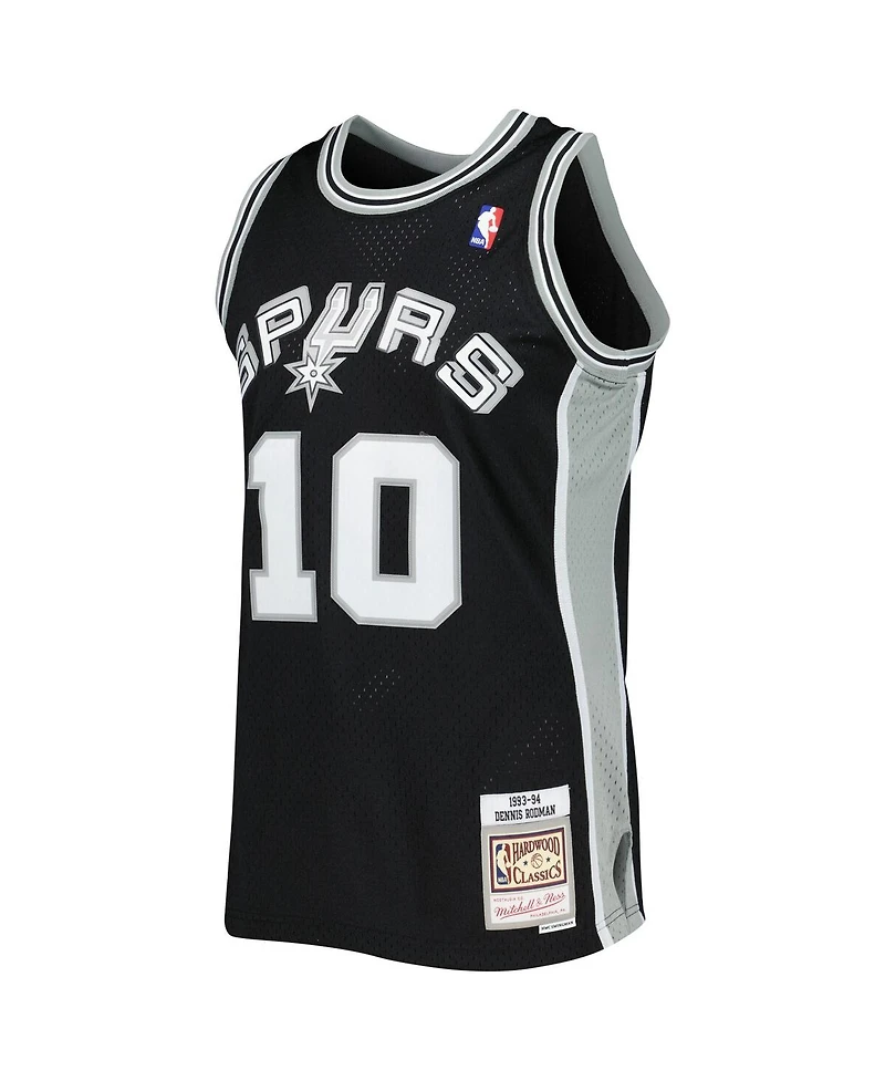 Men's Mitchell & Ness Dennis Rodman Black San Antonio Spurs 1993-94 Hardwood Classics Swingman Jersey