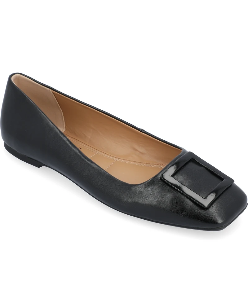 Journee Collection Women's Zimia Buckle Square Toe Ballet Flats