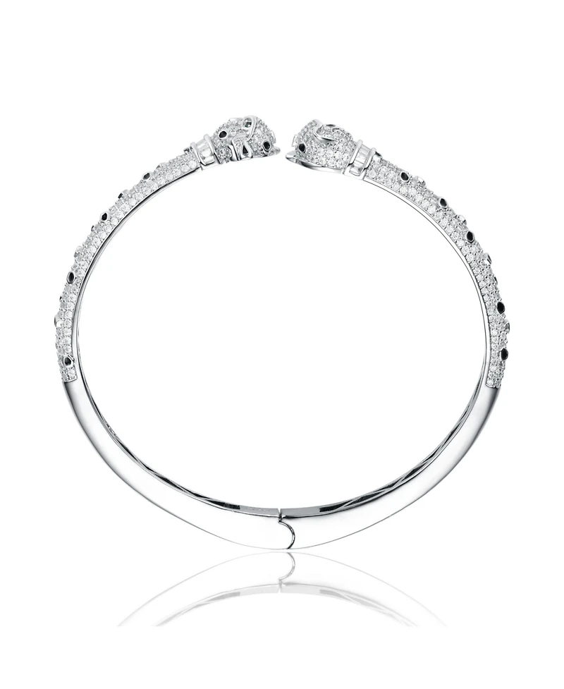 Ra Cubic Zirconia White Gold Plated Fauna Bangle Bracelet