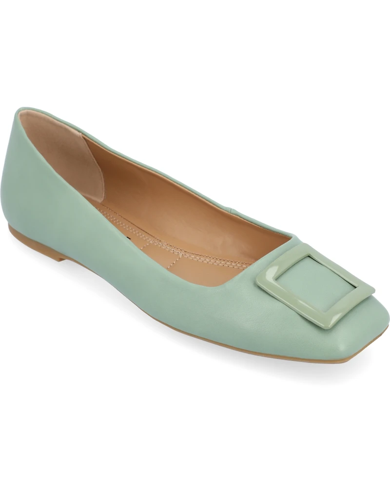 Journee Collection Women's Zimia Buckle Square Toe Ballet Flats