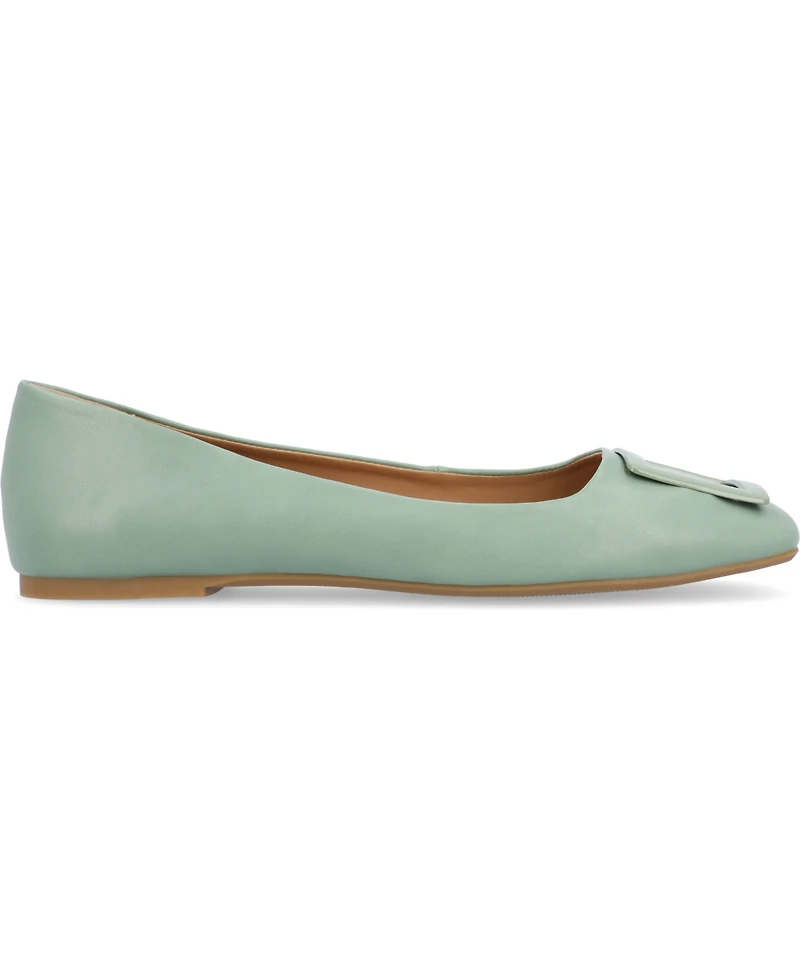 Journee Collection Women's Zimia Buckle Square Toe Ballet Flats