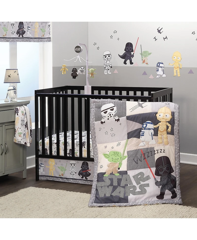 Lambs & Ivy Star Wars Classic 3-Piece Baby Crib Bedding Set - Yoda/Darth Vader