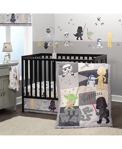 Lambs & Ivy Star Wars Classic 3-Piece Baby Crib Bedding Set - Yoda/Darth Vader