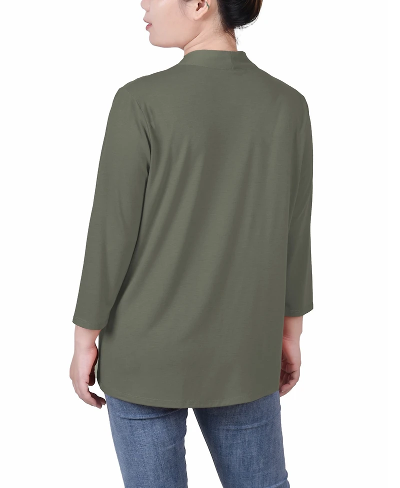 Ny Collection Women's Solid 3/4 Sleeve Cardigan