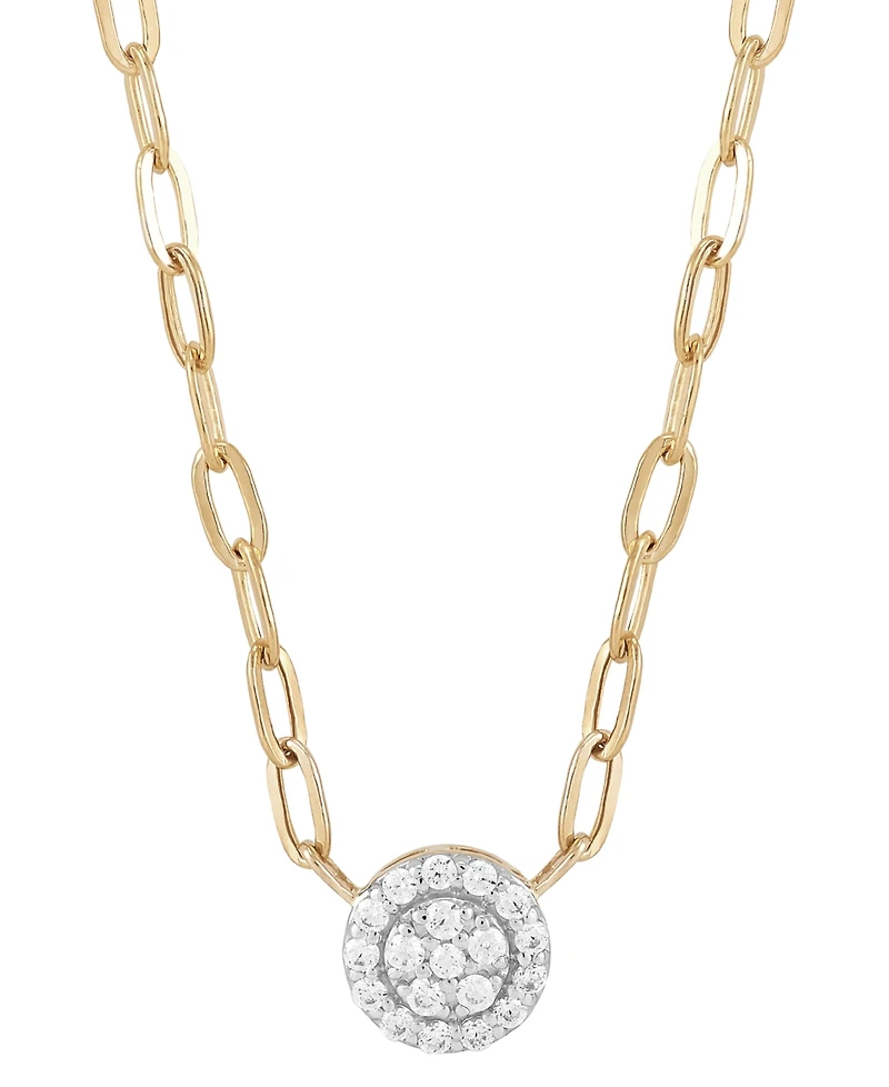 Diamond Halo Cluster Paperclip Link 18" Pendant Necklace (1/10 ct. t.w.) in 10k Gold
