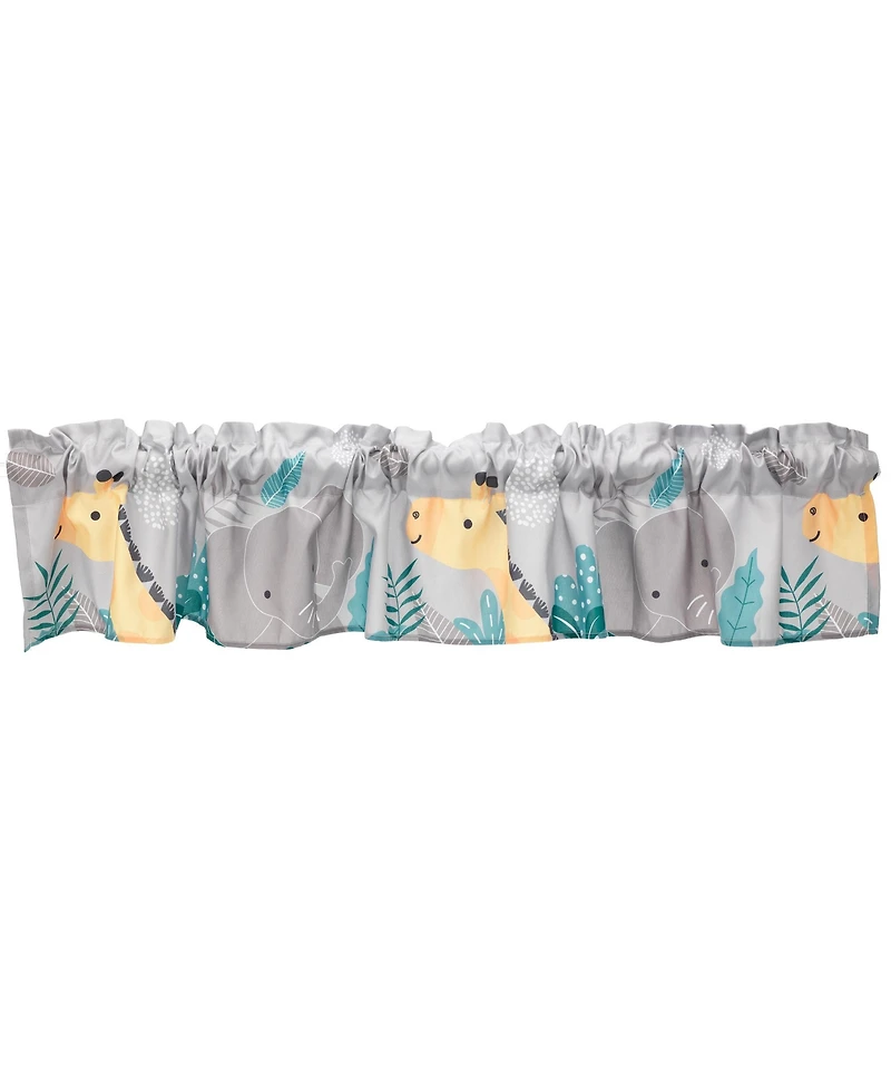 Bedtime Originals Mighty Jungle Gray Elephant/Giraffe Window Valance