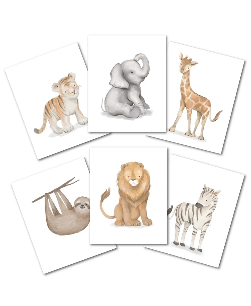 Lambs & Ivy Watercolor Safari Jungle Animals Unframed Nursery/Child Wall Art