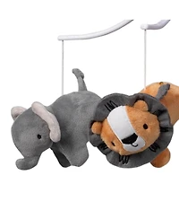 Bedtime Originals Jungle Fun Gray/Orange Elephant and Lion Safari Musical Baby Crib Mobile