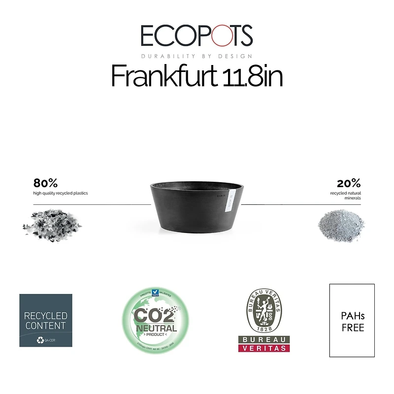 Ecopots Modern Plastic Frankfurt Flower Pot Planter