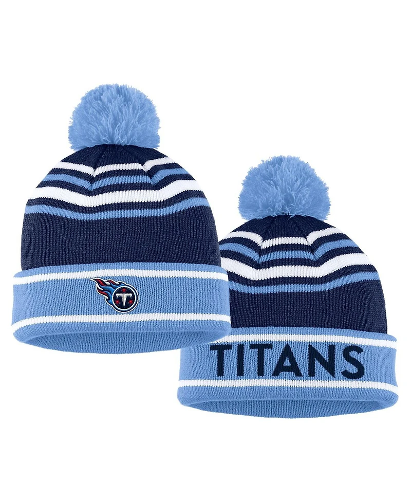 Women's Wear by Erin Andrews Navy Tennessee Titans Colorblock Cuffed Knit Hat with Pom and Scarf Set