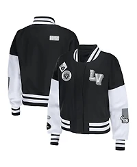 Women's Wear by Erin Andrews Black, White Las Vegas Raiders Full-Zip Varsity Jacket